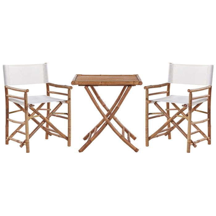 Bamboo Bistro Set Light Wood and Off-White MOLISE