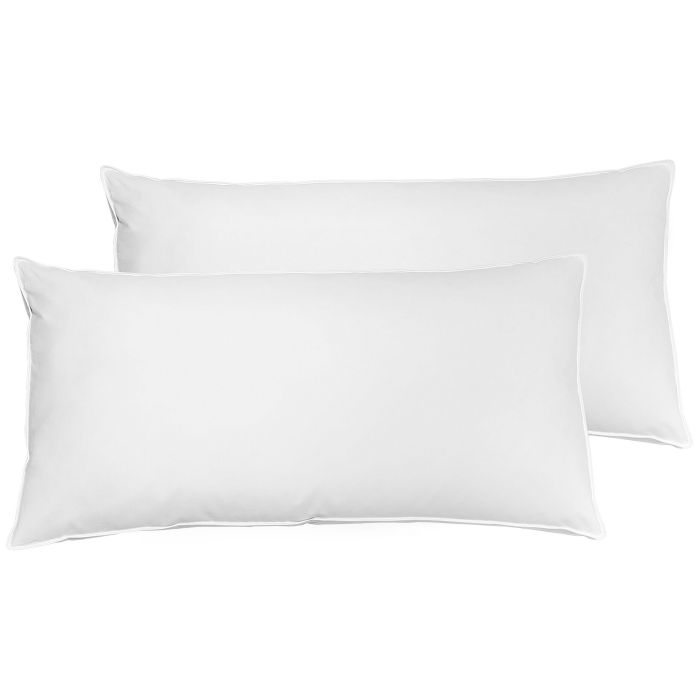 Set of 2 Duck Feathers and Down Bed High Profile Pillows 40 x 80 cm FELDBERG