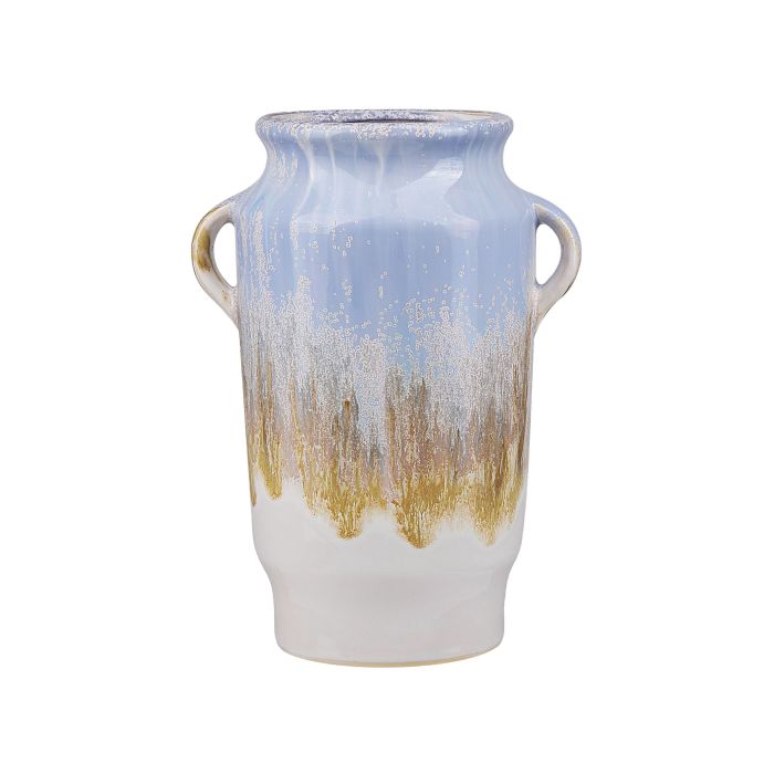 Stoneware Flower Vase 25 Blue Gold