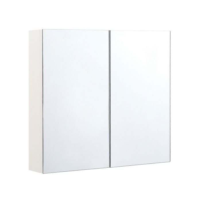 Bathroom Wall Mounted Mirror Cabinet 80 x 70 cm White NAVARRA