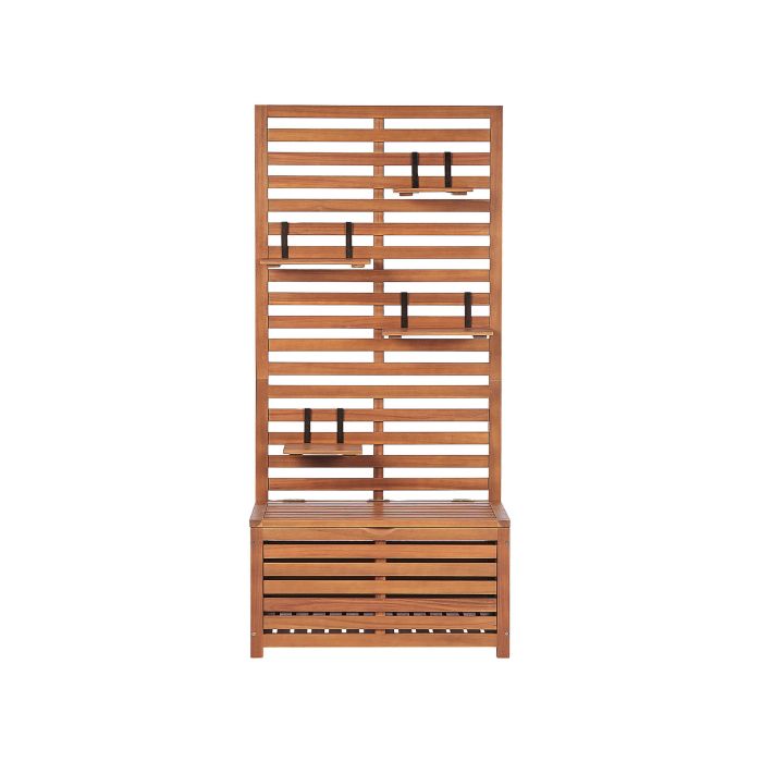 Acacia Wood Storage Bench with Wall Panel 80 cm MATINO