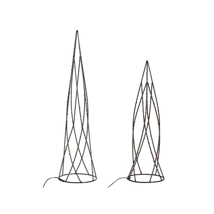 Set of 2 LED Decorative Figurines Christmas Tree Black NEIDEN