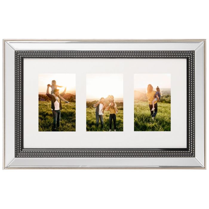 Mirrored Multi Frame for 3 Photos Silver DALABA