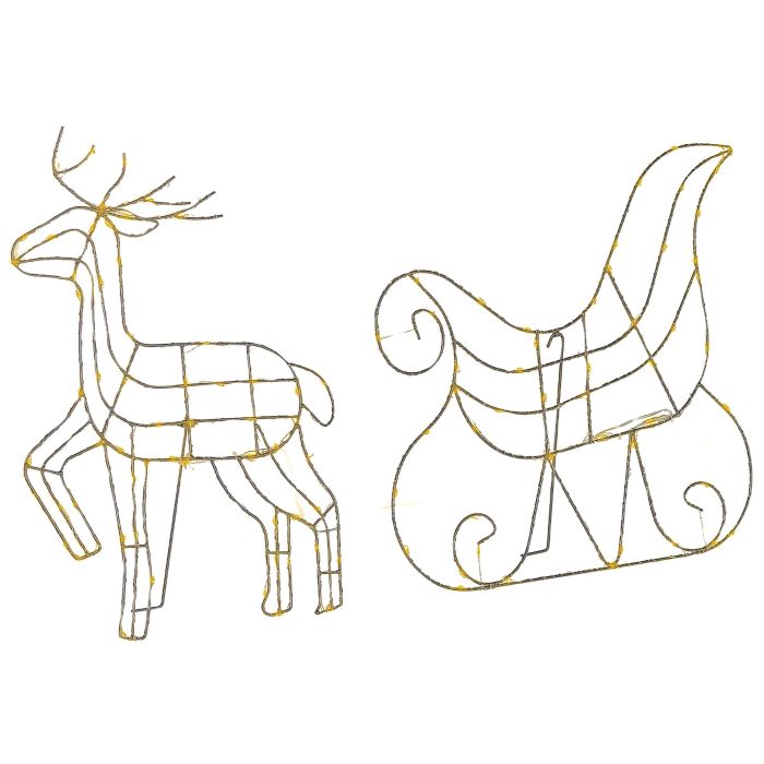 Outdoor LED Decoration Sleigh and Reindeer 46 cm Silver SAIJA