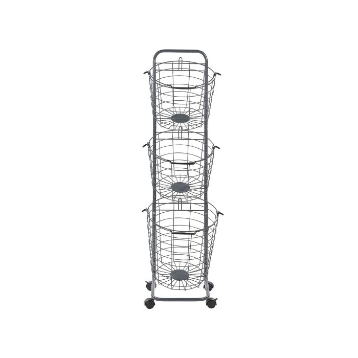 3 Tier Metal Wire Basket Stand Grey