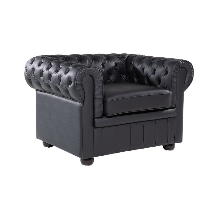 Leather Armchair Black CHESTERFIELD