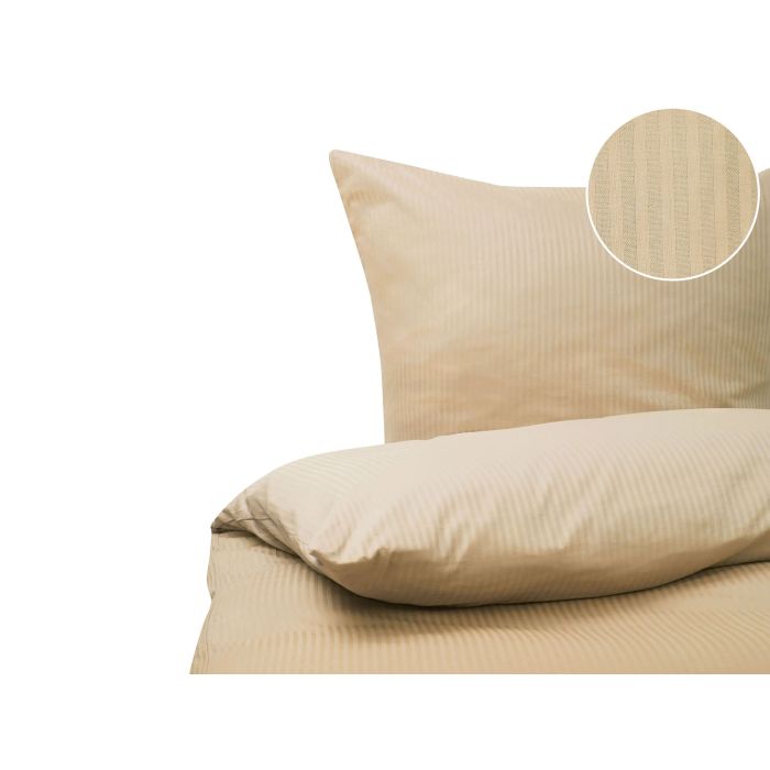Cotton Sateen Duvet Cover Set Striped Pattern 240 x 220 cm Beige AVONDALE