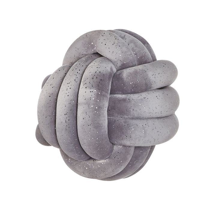 Velvet Knot Cushion with Glitter 30x30cm Grey