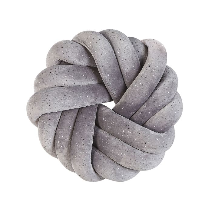 Velvet Knot Cushion with Glitter 30x30cm Grey