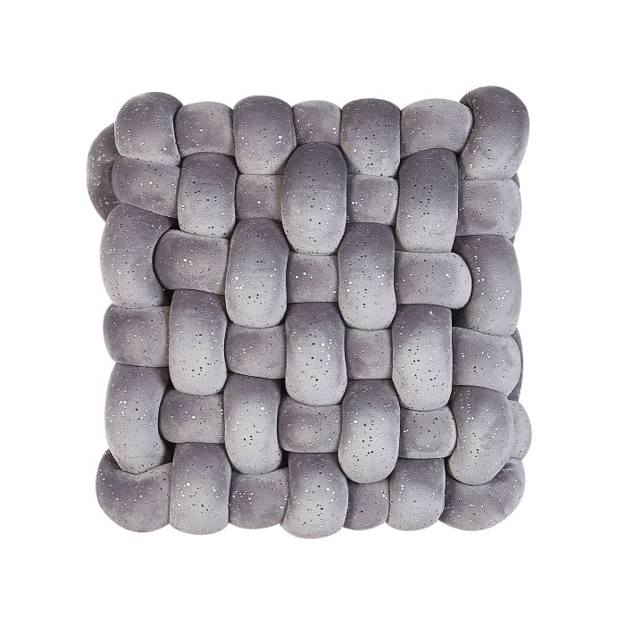 Velvet Knot Cushion with Glitter 30x30cm Grey