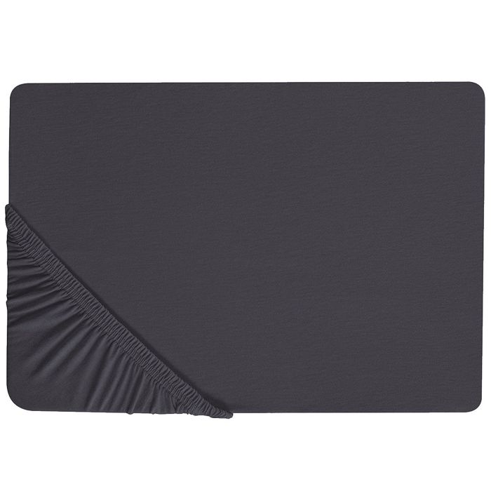 Cotton Fitted Sheet 160 x 200 cm Black HOFUF