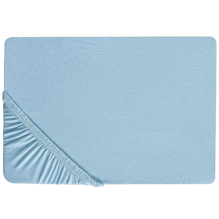 Cotton Fitted Sheet 160 x 200 cm Blue HOFUF