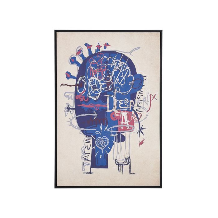 Vintage Abstract Framed Canvas Wall Art 63 x 93 cm Blue and Beige TREPPIO