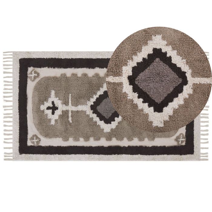 Cotton Area Rug 80x150cm Beige