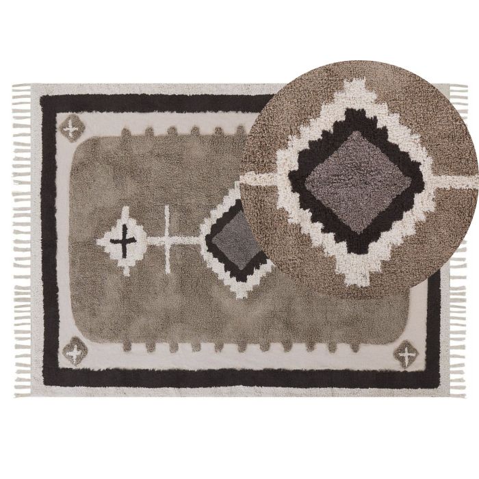 Cotton Area Rug 140x200cm Beige