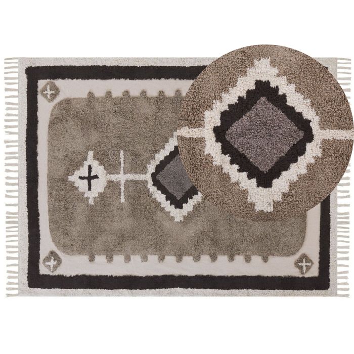 Cotton Area Rug 160x230cm Beige