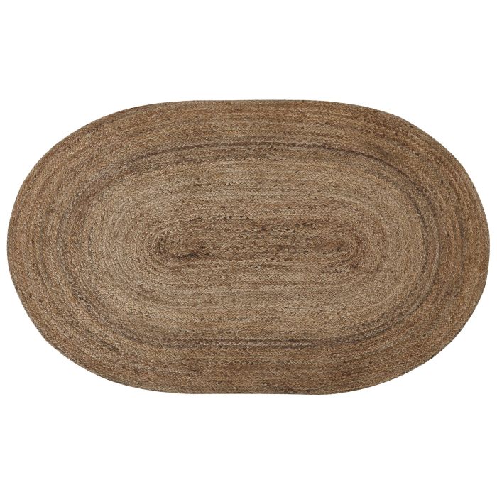 Oval Jute Area Rug 100x150cm Beige