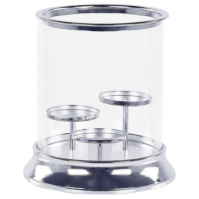 Glass Hurricane Candle Holder 24 cm Silver CILEGON
