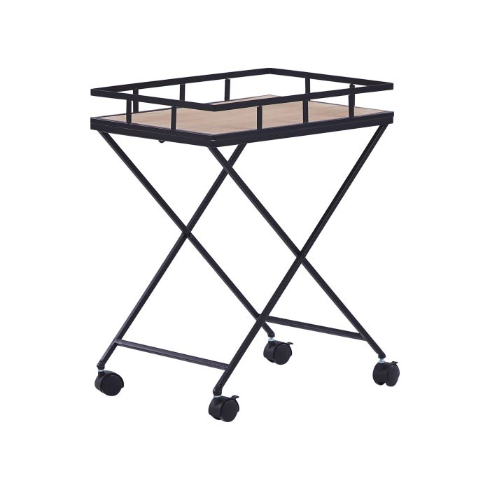 Metal Kitchen Trolley Light Wood with Black LEOTI