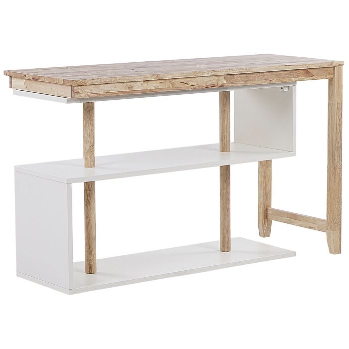 Convertible Desk with Bookshelf 120 x 45 cm Light Wood and White CHANDLER