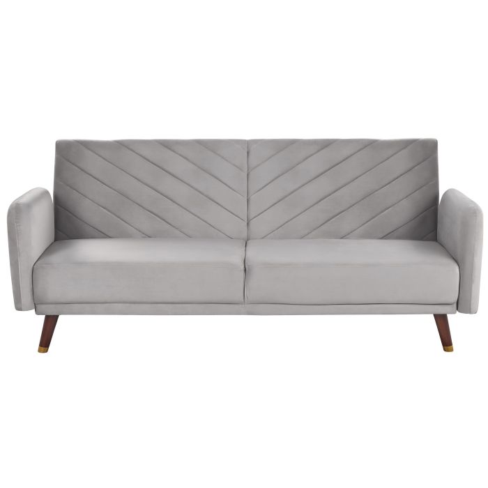 Velvet Fabric Sofa Bed Light Grey SENJA
