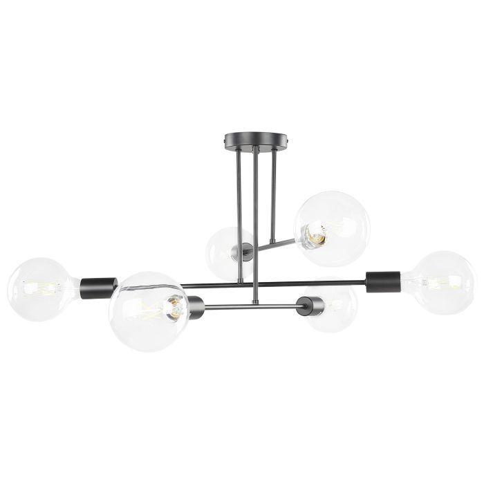 6 Light Metal Ceiling Lamp Black KIDANE