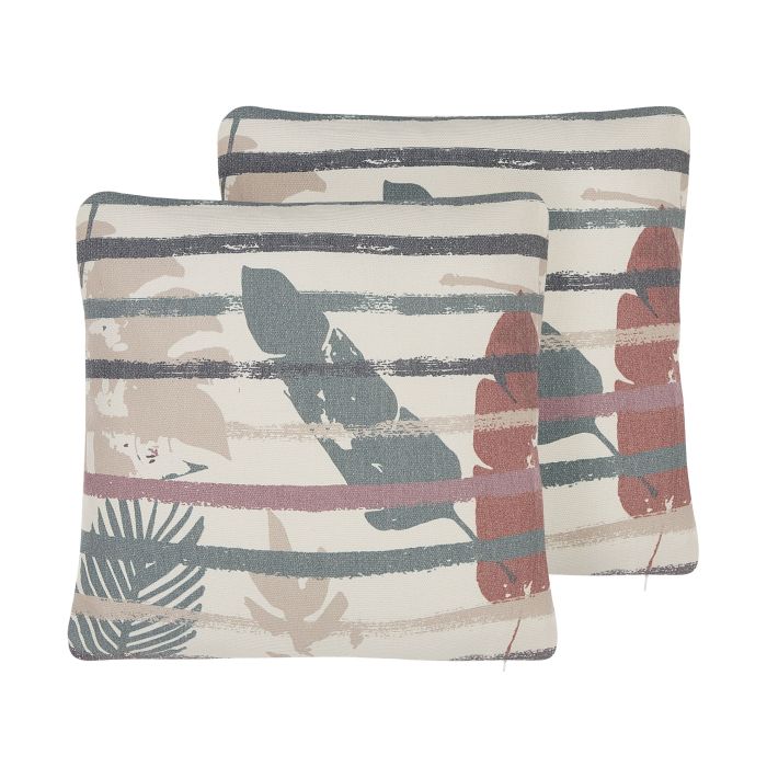 Set of 2 Cushions Striped 45x45cm Multicolour