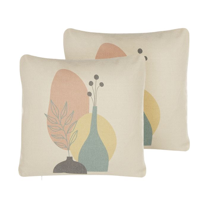 Set of 2 Cushions Abstract Pattern 45x45cm Multicolour