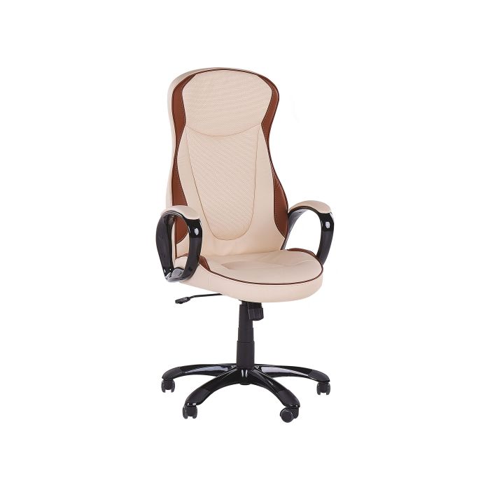 Faux Leather Swivel Executive Chair Beige FELICITY