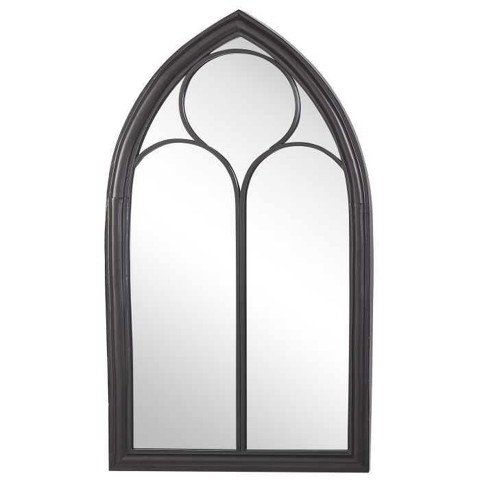 Metal Window Wall Mirror 62x113cm Black