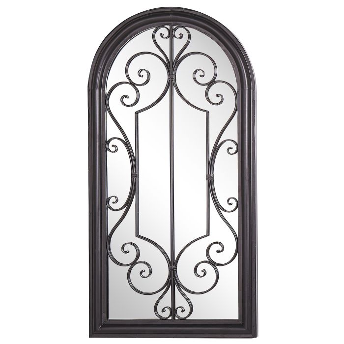 Metal Window Wall Mirror 50x98cm Black