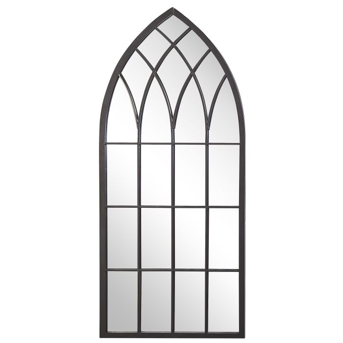 Metal Window Wall Mirror 50x115cm Black
