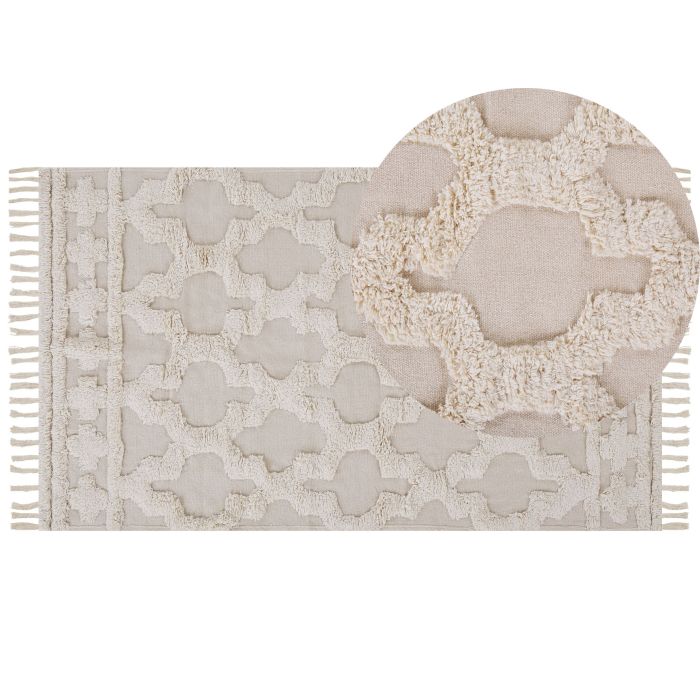 Cotton Area Rug 80x150cm Beige