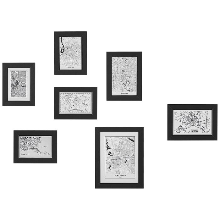 Wall Gallery of Maps 7 Frames Black DENKORO