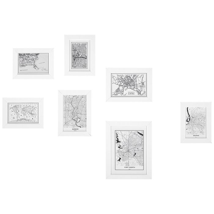 Wall Gallery of Maps 7 Frames White DENKORO