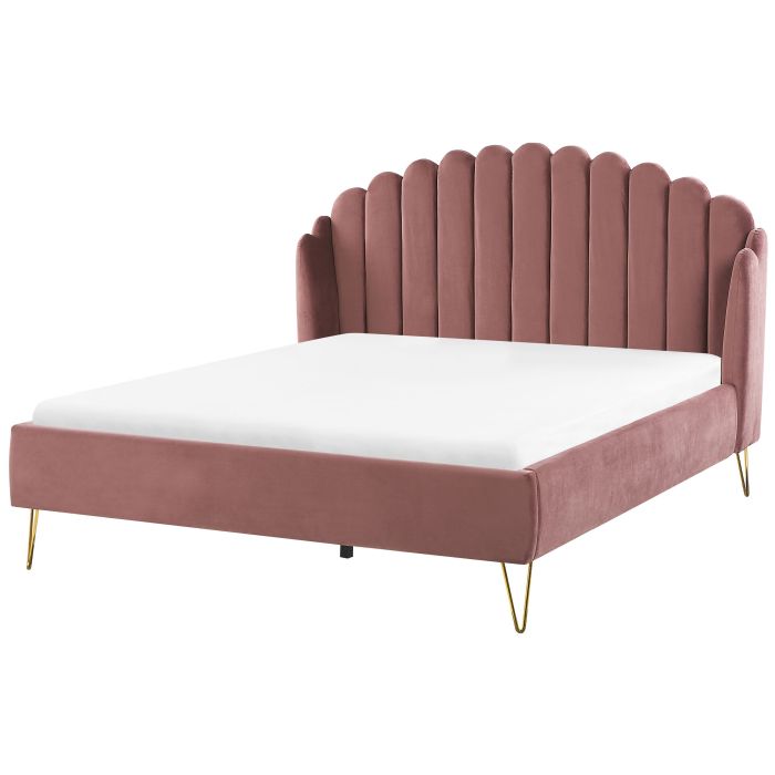 Velvet EU King Size Bed Pink AMBILLOU