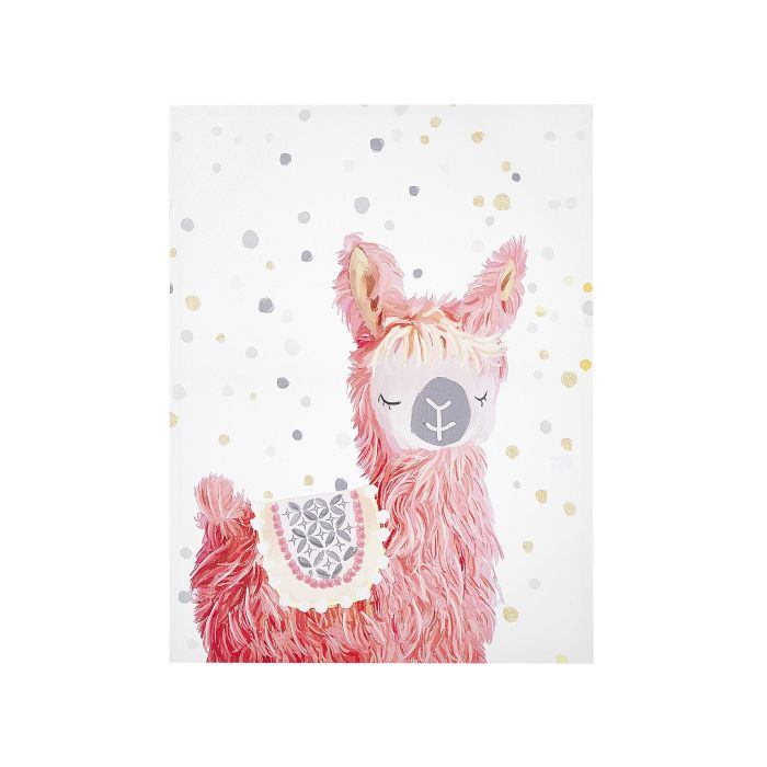 Llama Canvas Wall Art 60 x 80 cm Pink and White AFASSA