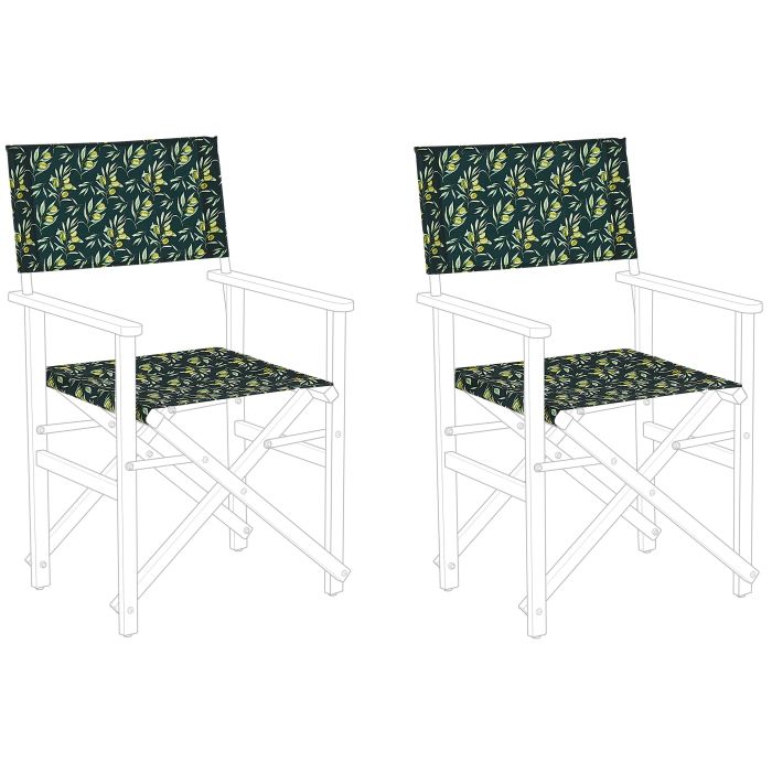 Set of 2 Garden Chair Replacement Fabrics Olives Pattern CINE