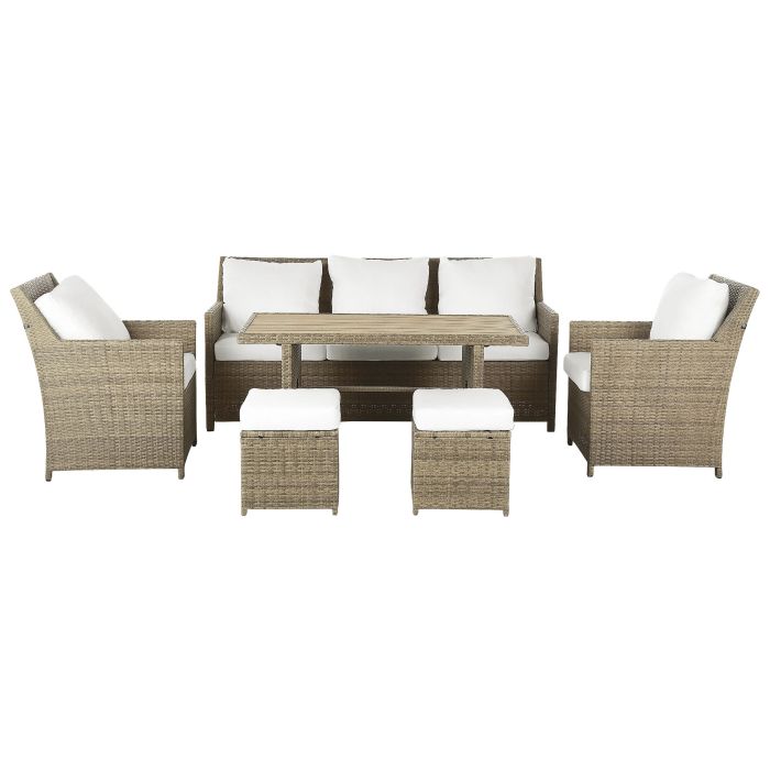 5 Seater PE Rattan Garden Sofa Set Brown and White FONTI