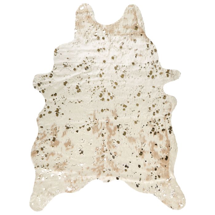 Faux Cowhide Area Rug with Spots 150x200cm Beige with Gold