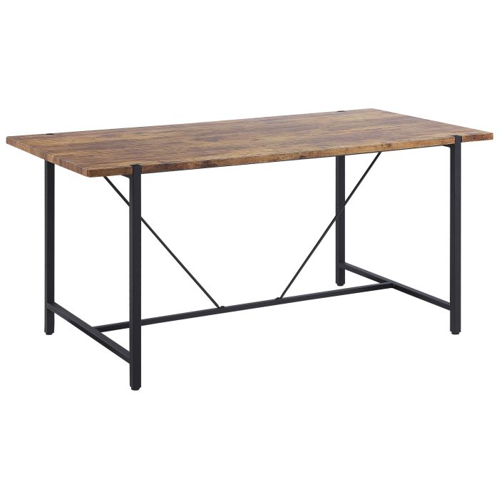 Dining Table 160 x 80 cm Dark Wood with Black SARITAS