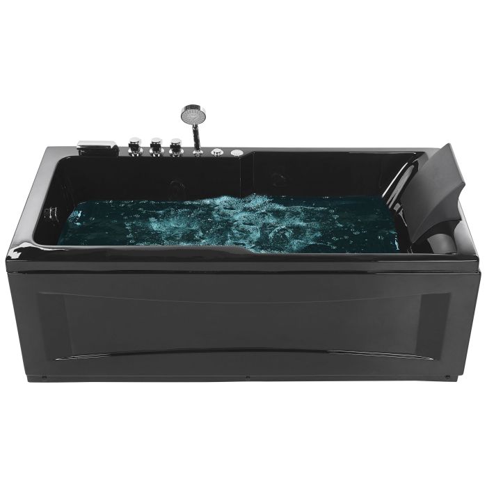 Right Hand Whirlpool Bath with LED 1690 x 810 mm Black ARTEMISA
