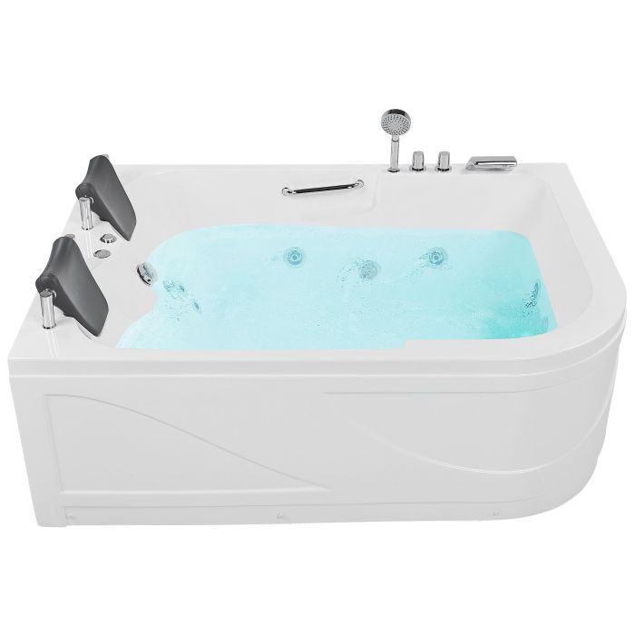 Right Hand Whirlpool Corner Bath with LED 1700 x 1190 mm White BAYAMO