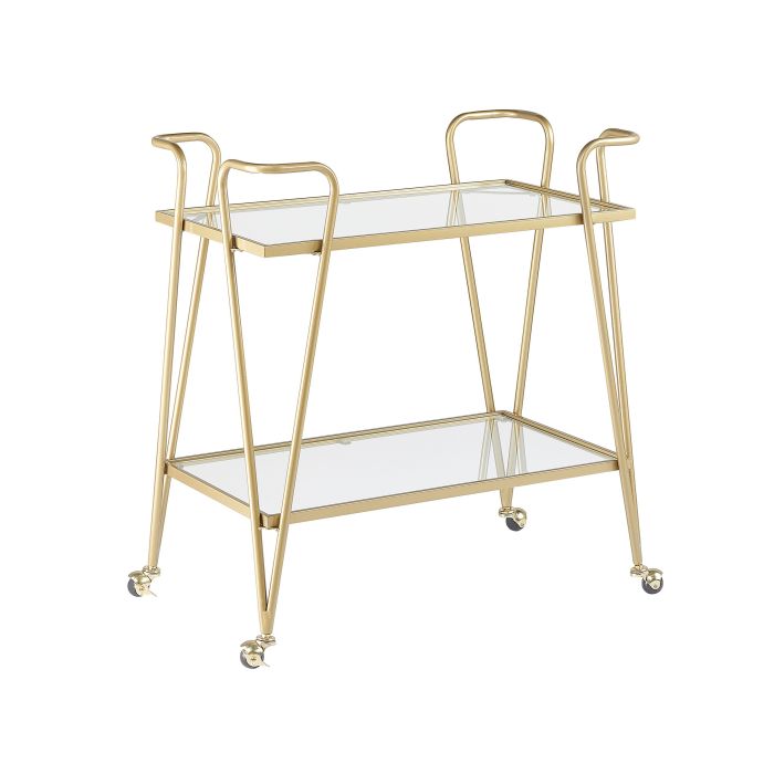 Metal Drinks Trolley with Glass Top Gold NOTI