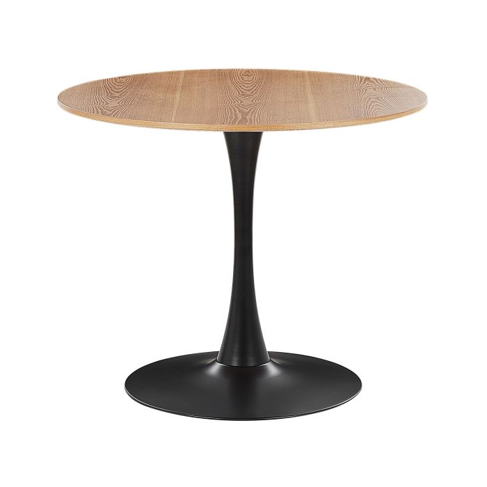 Round Dining Table ⌀ 90 cm Light Wood with Black BOCA