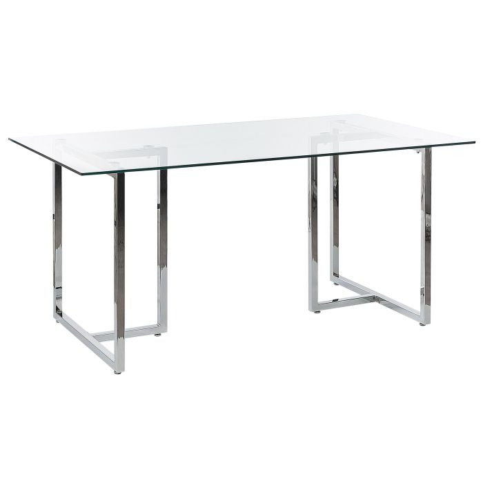 Glass Top Dining Table 160 x 90 cm Silver ENVIA