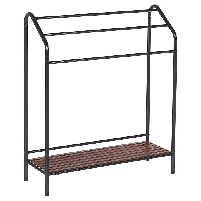 Towel Stand with Shelf 72 x 85 cm Black and Dark Wood MURIVA