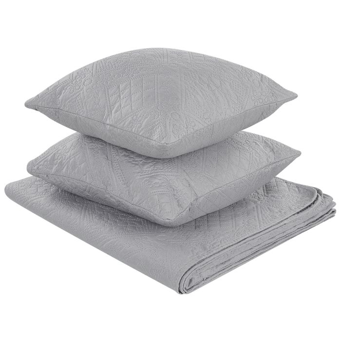 Embossed Bedspread and Cushions Set 160 x 220 cm Grey ALAMUT