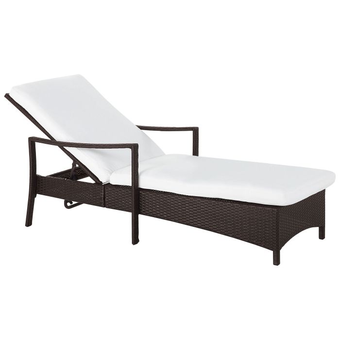 PE Rattan Reclining Sun Lounger Brown VASTO