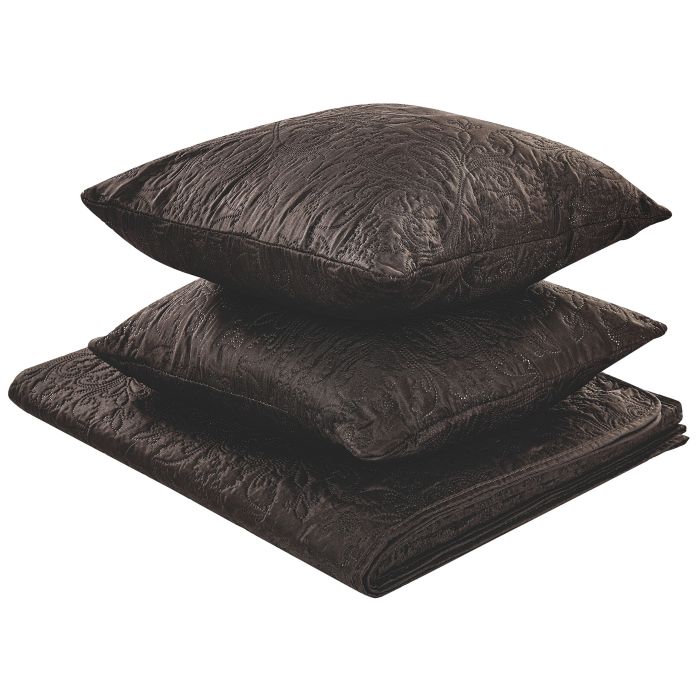 Embossed Bedspread and Cushions Set 200 x 220 cm Brown RAYEN